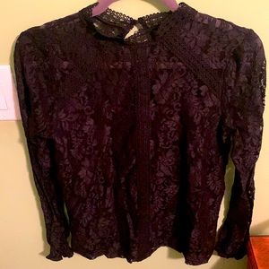 Black lace long sleeve top